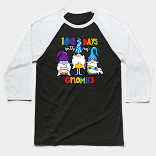 100 Days With My Gnomies 100th Day Of School Boys Girls Baseball T-Shirt